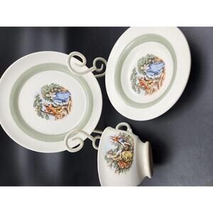 3pc Limoges USA Chantilly Tea Set Cup 6.5in Plate 5.5in Bowl Romantic Victorian